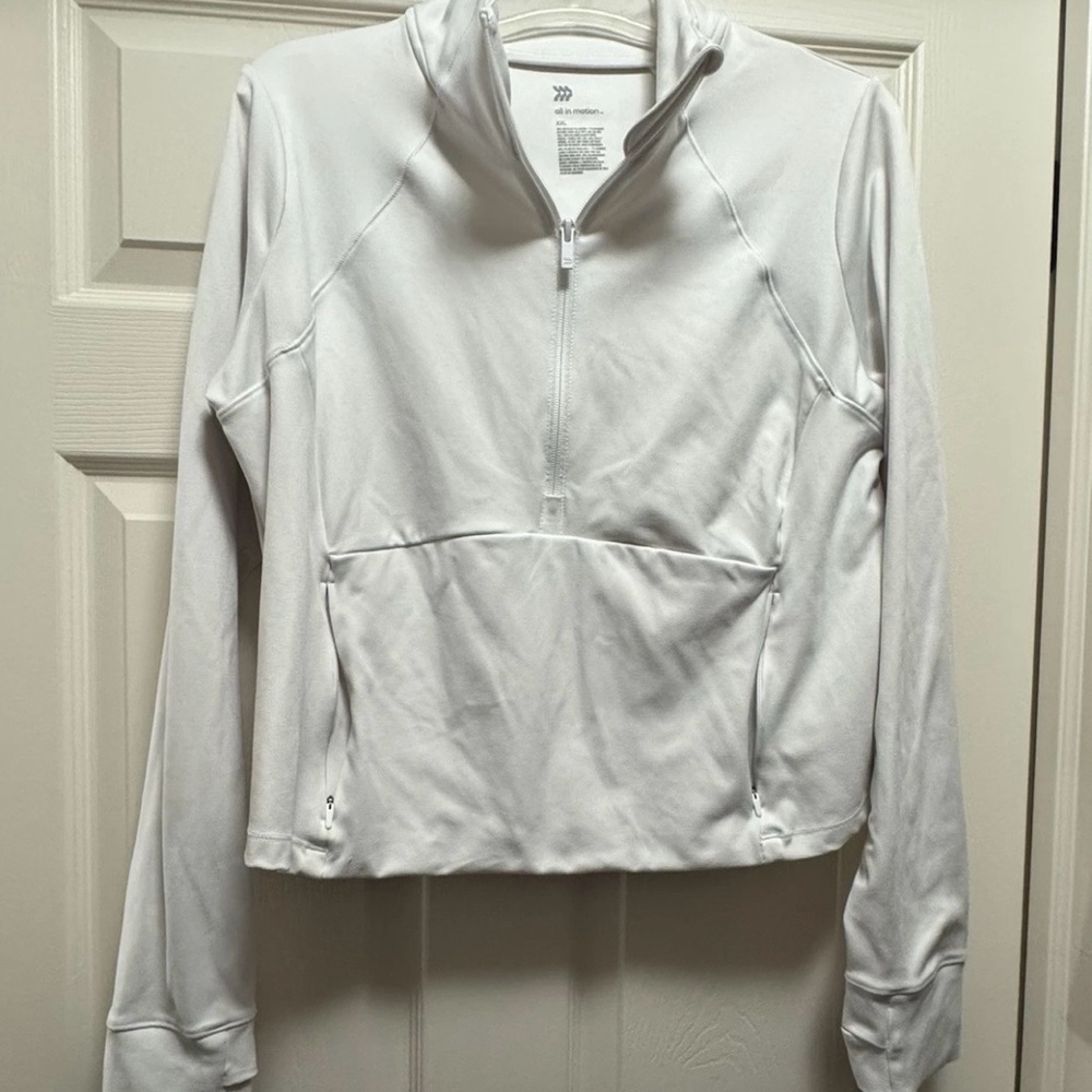 All in Motion White Cropped Polo Hoodie